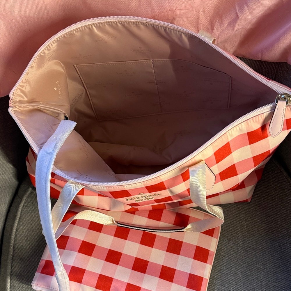 Kate Spade Red and White Checkered Tote - Picture 4 of 5